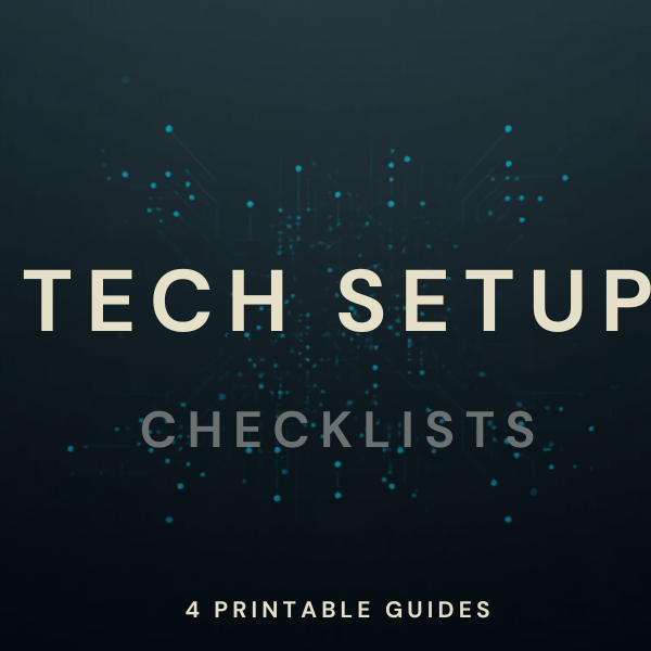 Tech Setup Checklists — Printable Guides for New PC, Router, Backup & Password Manager cover